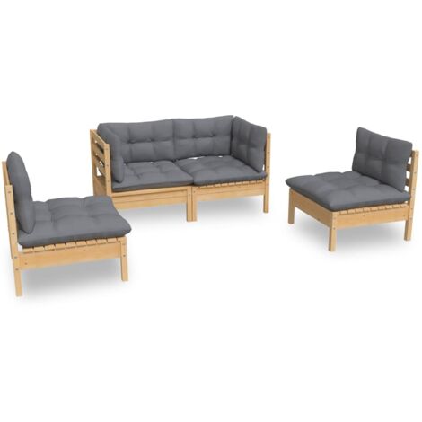 4 PCS Garden Lounge Set + Grey Pin Solid Pin