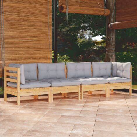4 PCS Garden Lounge Set + Grey Pin Solid Pin