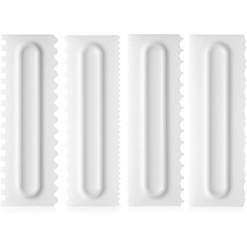 4 pcs Gâteau Grattoir Gâteau Décoration Peigne Glaçage Lisse Fondant Spatules Crème Grattoir Gâteau Outils Pâtisserie Cutter 8 Textures Décoration