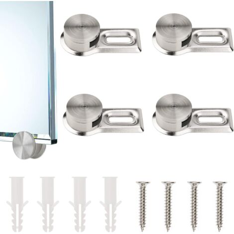 4 Pcs Glass Clamp Clips Mirror Clips Retain Mirror Brackets Support Mirror Wall Mount Clip for Bathroom, Living Room, Public Places etc