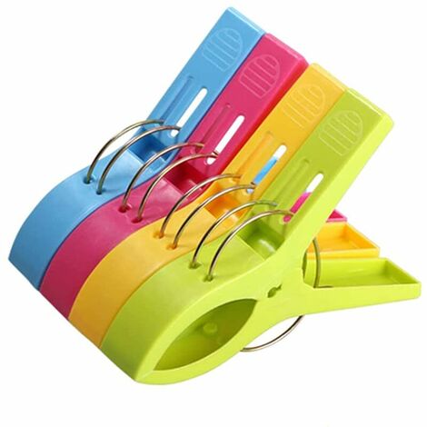 4 Pcs Grandes Pinces à Linge Clip de Brise-Vent,Grande Pinces,Durable Serviette Clips pour Serviette de Plage, Serviette de Toilettes, Draps de Bain, Nappes et Vêtements