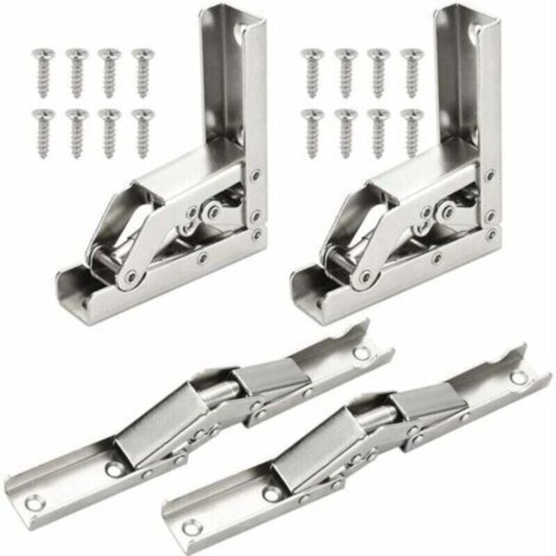 4 PCS Hinges Folding 90 Degree Full Overlay Hinge Stainless Steel Door Hinge Invisible Kitchen Furniture Hinge with 16 Screws for Door Cabinet