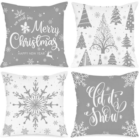 4 Pcs Housse Coussin Noël 45 x45, Lin Décoratif Taie d'oreiller 45 x 45 cm pour Chambre, Nanapé, Chaise, Jardin Maison, Lit Decoration Noel, Xmas Pillow Decorations
