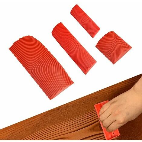 4 pcs Imitation Grain de Bois Outils de Peinture en Caoutchouc Rouleaux de Peinture DIY Texture Murale Outils Bois Grain Effet Décoration Murale de Bricolage Outil,7.2.2/9/13/15cm