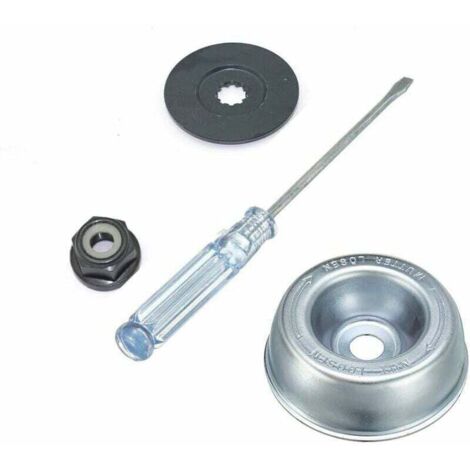 4 Pcs Kit de Maintenance d'accessoires pour Adaptateur Tondeuse à Gazon pour Stihl Rondelle de Butée, Plaque de Support, écrou de Collier Tournevis de Maintenance kit Fixation de l'adaptateur de lame