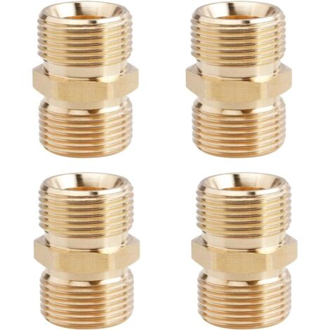 4 Pcs Kit de Raccord Nettoyeur Haute Pression, M22 14mm Mâle en Laiton Adaptateu, Adaptateur pour Pression Tuyau, -