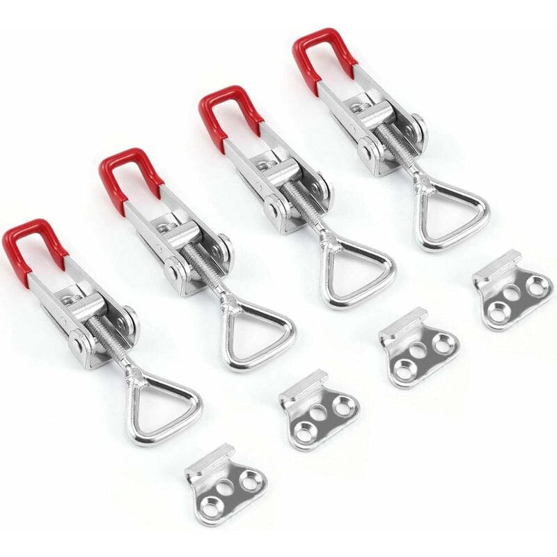 4 pcs Latch Clamp Toggle Anti-rust Adjustable Toggle Latches Lever Latch 100kg Load for Doors, Cabinets, Suitcases