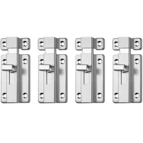 4 Pcs Loquet, 3'' Targette en Acier Inoxydable, Loquet de porte coulissante, pour Salle de Bain, Toilettes, abri, Chambre avec Verrou à déclic, Installation Facile