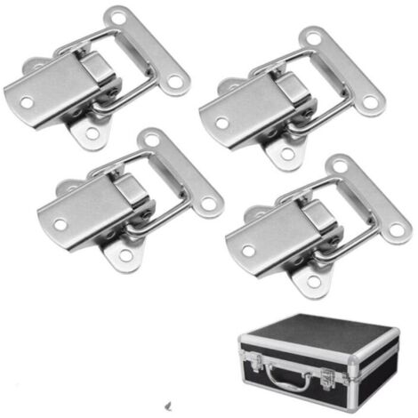 4 Pcs Loquet à Bascule en Acier Inoxydable à Ressort, Fermoir de Tension Robuste, Fermeture à Levier pour Boîte à Outils, Tiroir de Placard, Casier de Camping, Valise