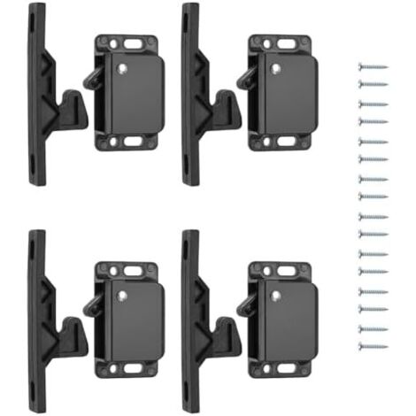 4 PCS loquets de porte d'armoire Loquets tiroir, loquet à pousser pour fermer accessoires Loquet passivé en plastique camping-car caravane placards portes coulissantes maison cuisine -