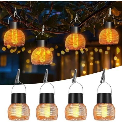 4 Pcs Lumiere Solaire Exterieur, IP65 Étanchéité Lanterne Solaire Exterieur Jardin, Lampe Solaire Exterieur Jardin Suspendues, pour Les Jardins, Les Terrasses, Les Clôtures, Les Arbres