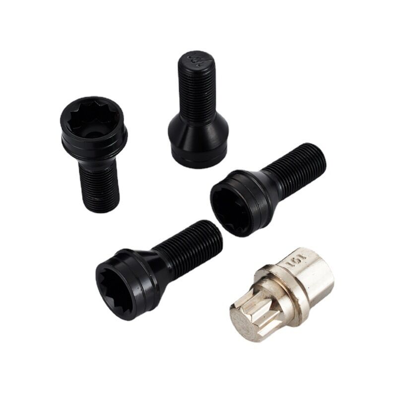 4 Pcs M14 x 1.5 MM Black Steel Wheel Bolt & Lock Lug Nut Set avec clé de Rechange et Accessoire