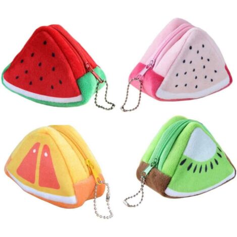 4 PCS Mignon Porte-Monnaie En Peluche Dessin Animé Fruit Sac À Main Sac De Monnaie,
