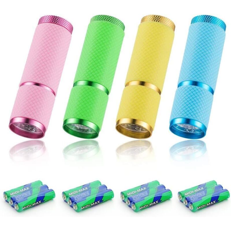 4 Pcs Mini Lampe de Poche, Lampe Torche Led, Lampe de Poche Enfant avec Poignée Fluorescente pour Camping Lecture Promenade Randonnée Travail