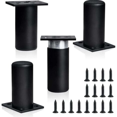 PETITES ECREVISSES 4 Pcs Möbelfüße Verstellbar Schrankfüße für Sofa Bett mit Schrauben Schwarz - 6cm