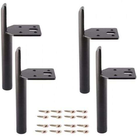 4 Pcs Noir - 15cm Pieds de Meuble Moderne Pieds de Armoire de Rechange Pieds pour Table Lit avec Vis