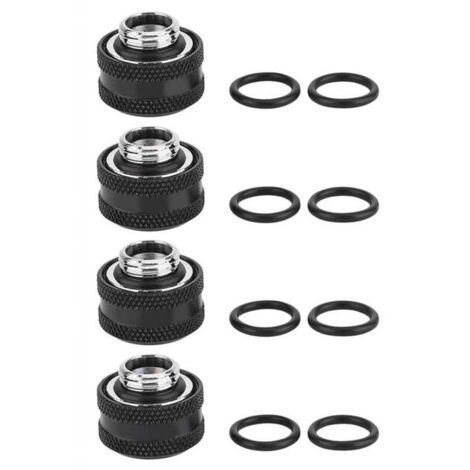 4 Pcs / Pack Water Cooling Compression Fitting for Rigid Acrylic Tube OD 16mm Black