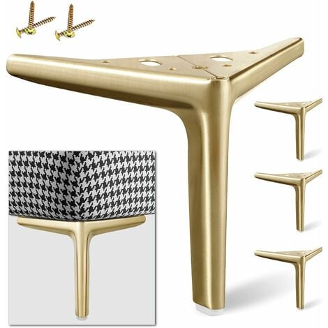  4 patas doradas de sofá para bricolaje, patas de muebles de  metal, patas de mesa de cono, pies de gabinete de TV, pie de silla de mesa  de café, patas de