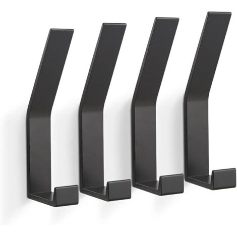 4 PCs Patères, Porte Manteau Mural (Vis Invisibles), Crochet Porte Manteau Moderne pour Vestes, Manteaux, Vêtements, écharpes, Sacs à Main et Plus (Noir)