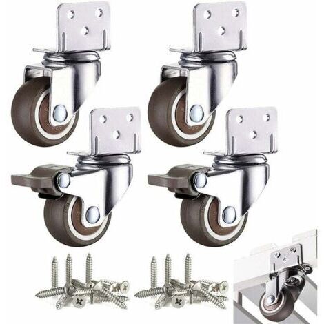 4 Pcs Petites Roulettes pour Meubles 32mm Roulette Pivotante pour Table Basse Armoire Charge 60kg avec Frein Plaque de Montage