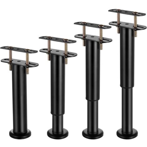 4 Pcs Pied de Lit Sommier a Lattes, Pieds de Lit Réglable 18-32 cm, Pied de Sommier à Lattes, Metallique Support Pieds de Meuble Réglables pour Table Chaise Armoires Canapé Jambe