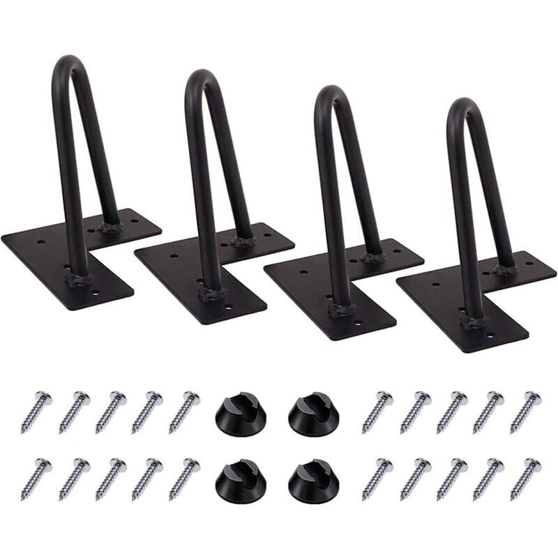 Lucky-88 - 4 Pcs Pied de Meuble en Métal 10cm Pieds Epingle à Cheveux diy pour Armoires Tables avec Vis et Protège Pieds
