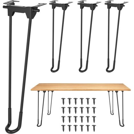 4 Pcs Pied de Meuble Pliables, 32cm DIY Pieds de Table en épingle Métal, DIY Pieds de Meuble pour Tables Basses, Bars, armoires, chaises, Bureaux, canapés et bancs