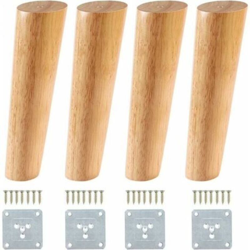 Tigrezy - 4 Pcs Pieds de Meuble Bois, Pieds de canapé Bois Massif 20cm, Jambes de Meuble Bois Oblique pour canapé, Commode et Armoire de Style Mid