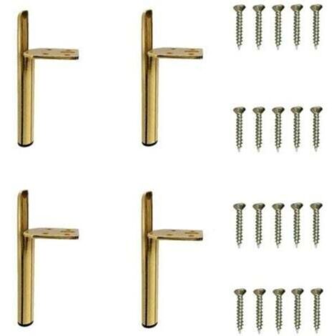4 Pcs Pieds Doré - 13cm de Meuble Moderne Pieds de Armoire de Rechange Pieds pour Table Lit avec Vis