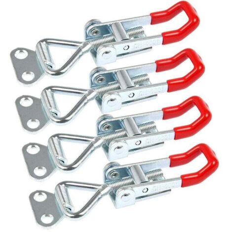 4 PCS Pince à Loquet Bascule Antirouille Loquets à Bascule Réglable Grenouillère à Levier 100kg de Charge pour Portes, Armoires, Valises