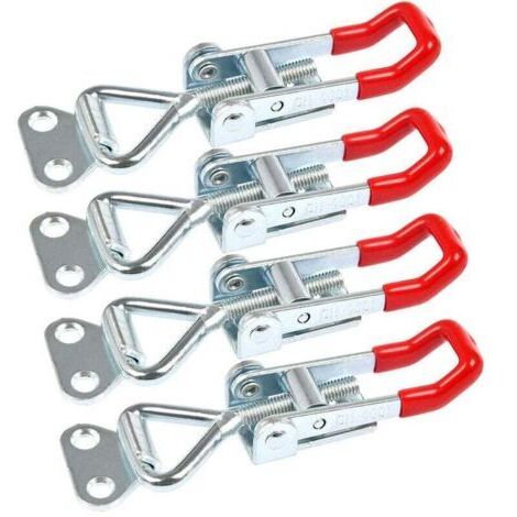 4 PCS Pince à Loquet Bascule Antirouille Loquets à Bascule Réglable Grenouillère à Levier 100kg de Charge pour Portes, Armoires, Valises