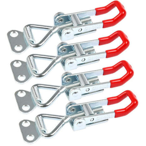 4 PCS Pince à Loquet Bascule Antirouille Loquets à Bascule Réglable Grenouillère à Levier 100kg de Charge pour Portes, Armoires, Valises