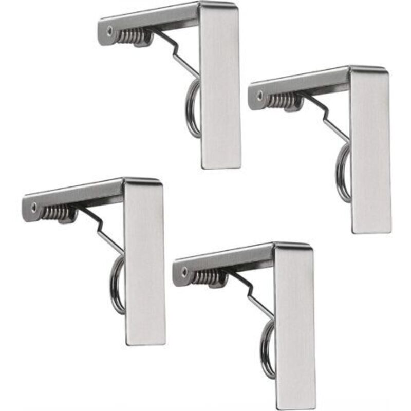 4 Pcs Pinces à Nappe Ensemble de Acier Inoxydable Nappe Clips Anti-Glissant, Fixe-Nappe à Ressort