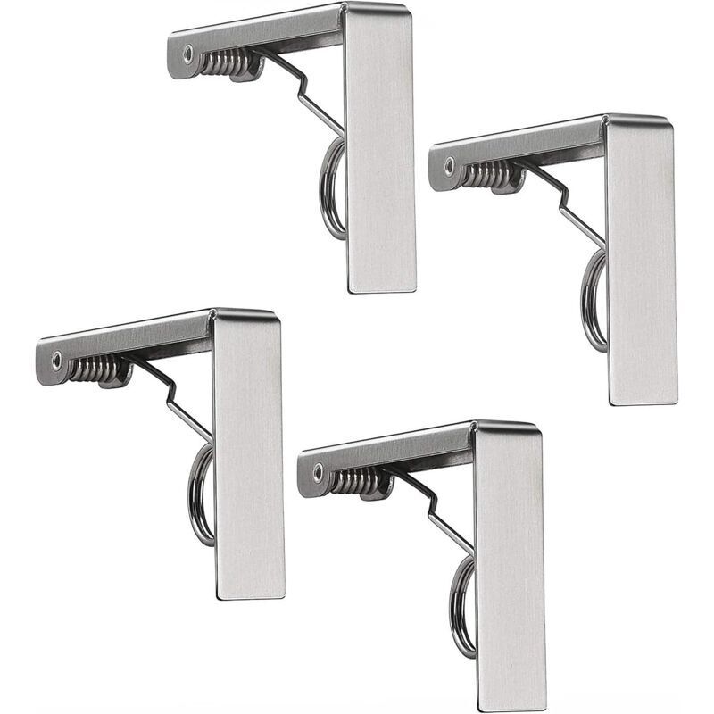 4 Pcs Pinces à Nappe Ensemble de Acier Inoxydable Nappe Clips Anti-Glissant, Fixe-Nappe à Ressort