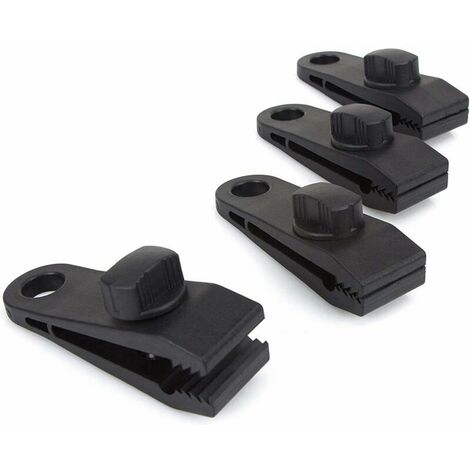 4 Pcs Pinces De Bache-Coupe-Vent Robuste pour Auvent,Poignée pour Pince-Accessoires De Pince De Tente pour Camping,Baches,Caravane,Toile D'Ombre De Jardin,Noir