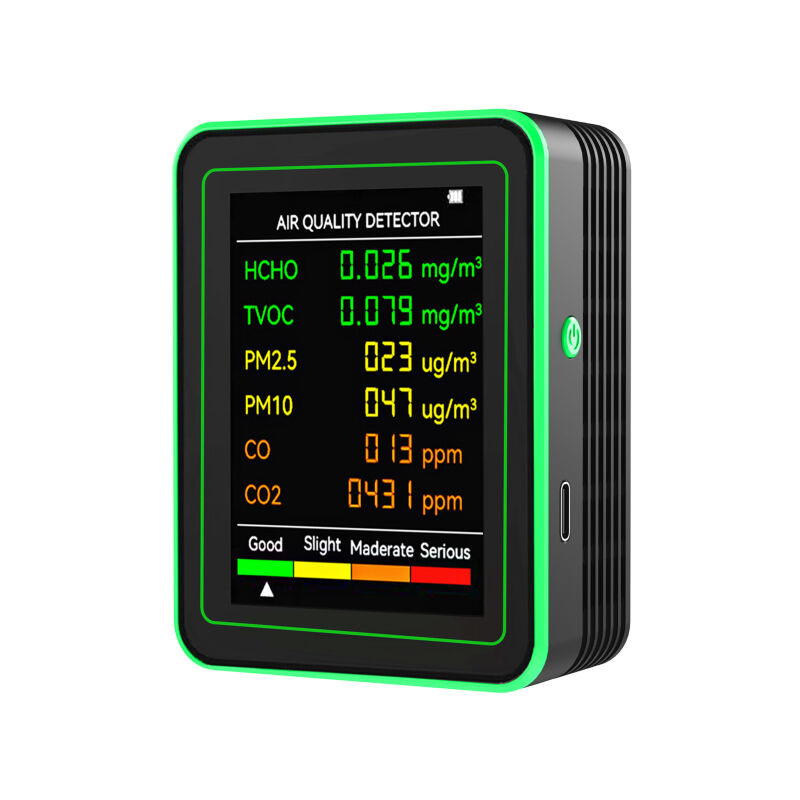 Moniteur de qualité de l'air 6 en 1, détecteur multifonctionnel de dioxyde de carbone, testeur de qualité de l'air mural pour PM2,5 PM10 co CO2 hcho