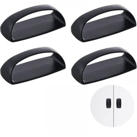 4 pcs Poignée Autocollante Porte Coulissante Poignées de Placard Auto-Adhésives Meuble Pour Fenêtre Tiroir Armoire Réfrigérateur Auxiliaire (Noir)