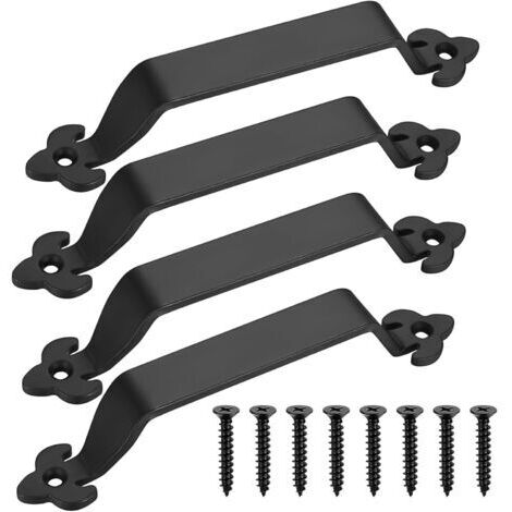 4 Pcs Poignée de Porte de Grange Coulissante Noire, Poignées de Portes Coulissante, Poignées Traction de Porte, Poignee de Porte pour Portails Extérieur Intérieur Garage Armoire Meubles, 21,5 cm