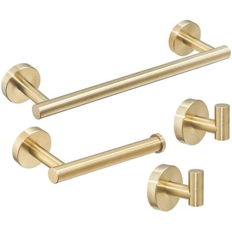 4 PCS Portasciugamani in Acciaio Inox Porta Carta Igienica Gancio da Bagno a Parete Accessori da Bagno Dorato