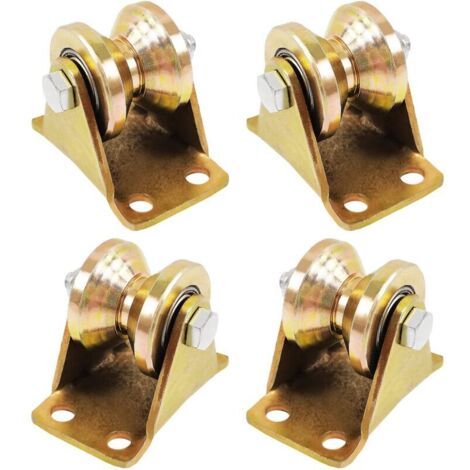4 Pcs Poulie Simple pour de Levage Mouflage - Rail Roulette Portail Coulissan - Roue Gorge Forme en V de 55mm - Pour cordes cordes en acier etc