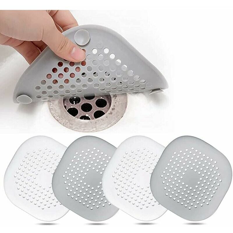 Ahlsen - 4 Pcs Protection de Drain de Silicone, Filtre Evier de Cuisine avec Ventouse, Filtre de Couverture de Drain de Baignoire, Filtre D'éVier de