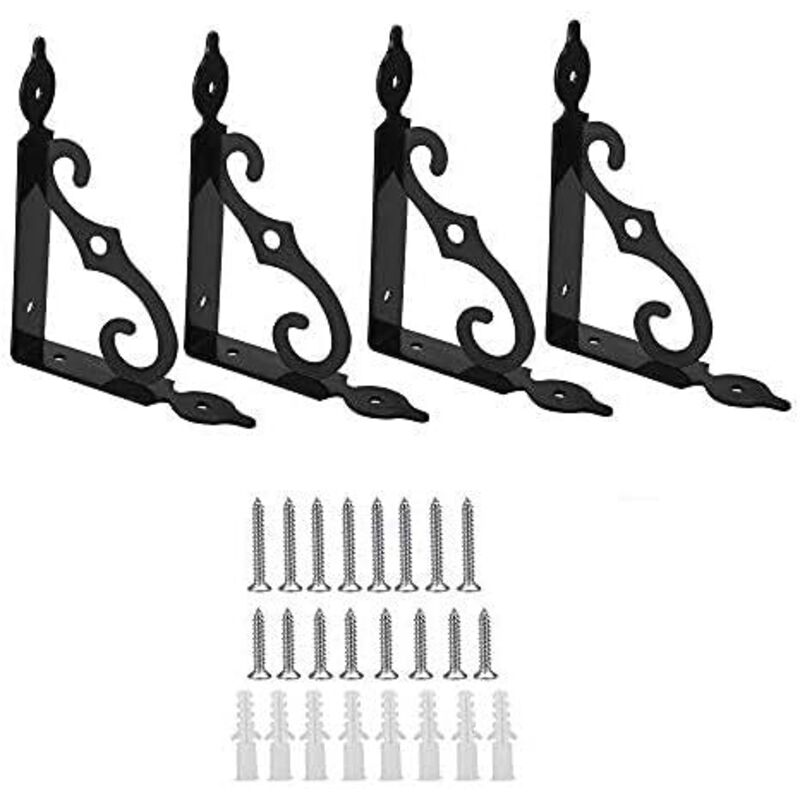 4 PCS Équerre pour Étagere Murale en Fer Supports d'Étagère Triangulaires 90 Degrés Équerre de Fixation Étagère 140 110mm Supports Équerre d’Étagère
