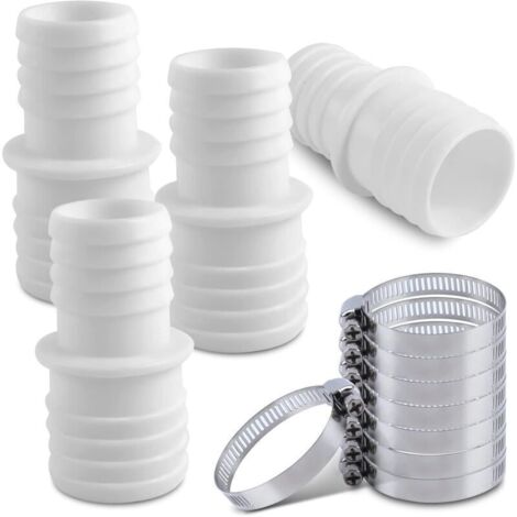 4 Pcs Raccord Tuyau Piscine 32 mm et 38 mm, Raccord de Tuyau avec Colliers de Serrage, 32 mm vers 38 mm Adaptateur Raccord Piscine, Adaptateur de Tuyau de Piscine