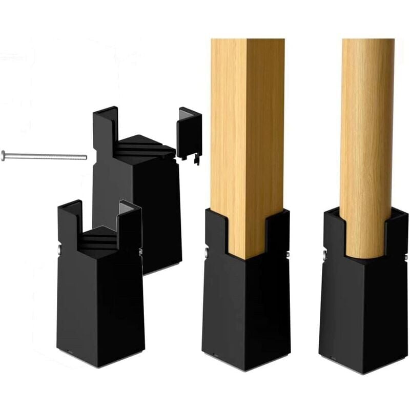 Linghhang - 4 pcs Rehausseurs de Lit Réglables 22-42mm Noir Rehausseur Meuble 10cm pour Pieds de Chaise Table Canapé avec Pince à Vis - black