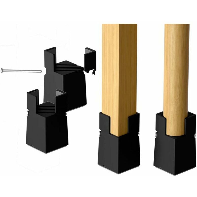 Ccykxa - 4 pcs Rehausseurs de Lit Réglables 22-42mm Noir Rehausseur Meuble 5cm pour Pieds de Chaise Table Canapé avec Pince à Vis