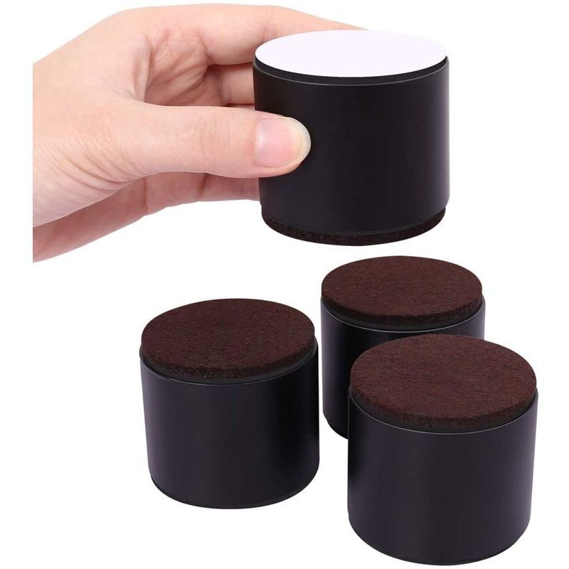 4 Pcs Rehausseurs de Meubles Adhesif Pieds de Lit Rond Hauteur 5cm Noir Pieds de Meubles pour Canapé Armoire Table