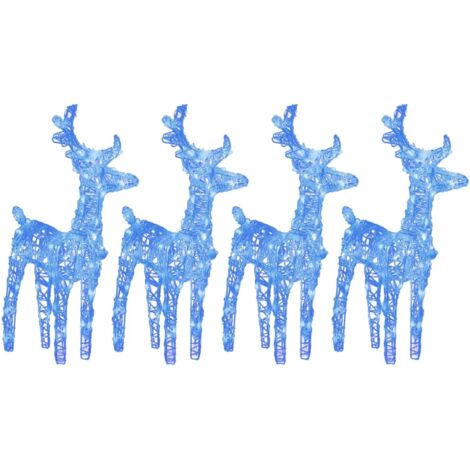 4 pcs Rennes de Noël，Décoration de Noël 160 LED Bleu Acrylique CFW71849