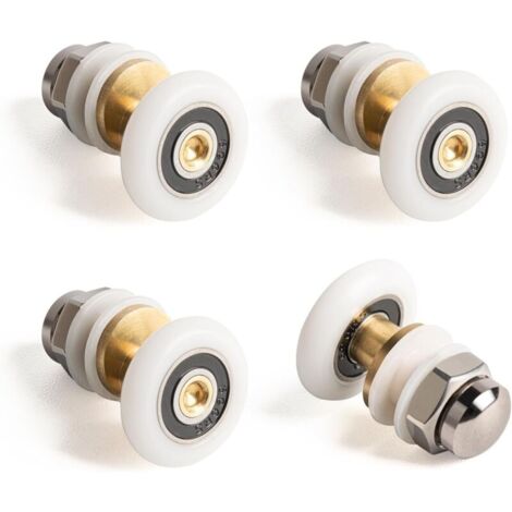 4 Pcs Roulette Porte Coulissante Douche 25mm, Poulie Excentrique pour Portes Cabine Douche Coulissante, Rechange de portes en verre