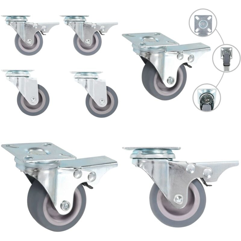 Vidaxl - 4 pcs Roulettes pivotantes 50 mm - Roulettes Pivotantes - Roulettes De Meuble - Chariots - Accessoires De Rangement - Roues Silencieuses