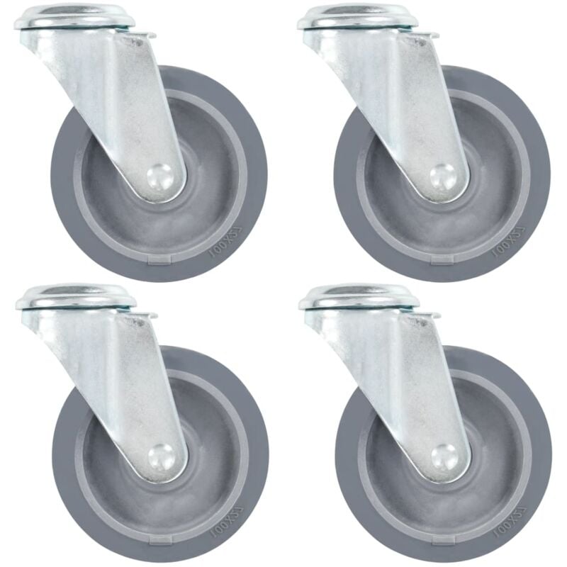 Vidaxl - 4 pcs Roulettes pivotantes à trou de boulon 100 mm
